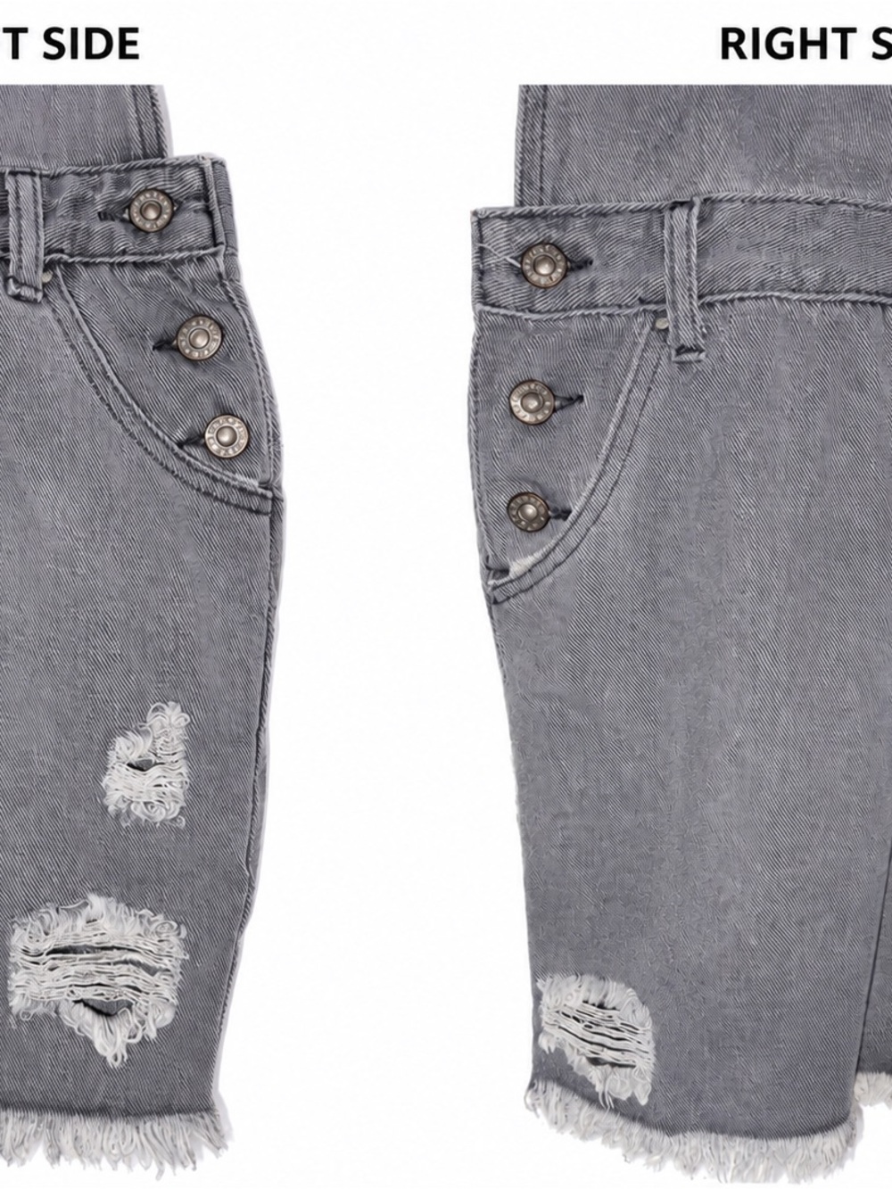POL Distressed Gray Denim Overall Dress Large - Picture 2 of 6
